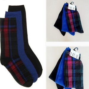 NWT HUE 3 Pairs of Men's Socks, blue, black, burgundy